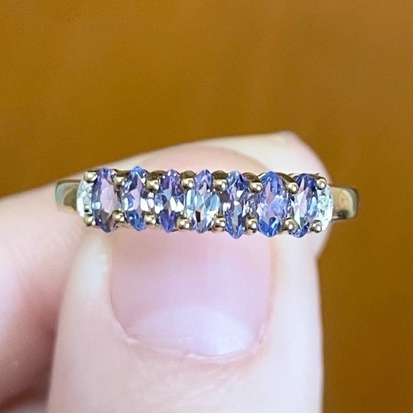 Jewelry - 10k A/AA Tanzanite diamond half eternity channel blue purple 0.40 carat …
